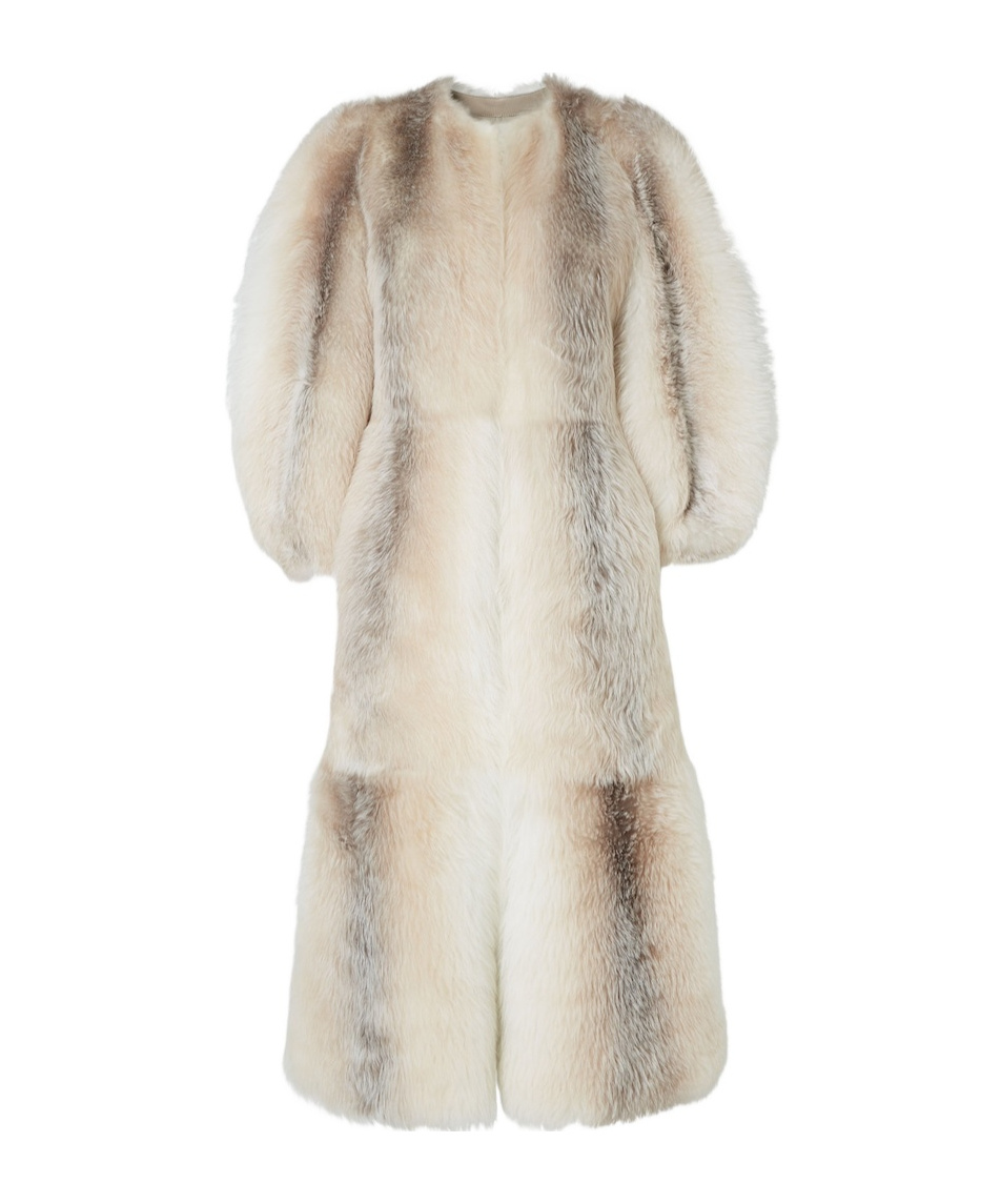 Fendi White Dorsato Shearling Coat In Gray