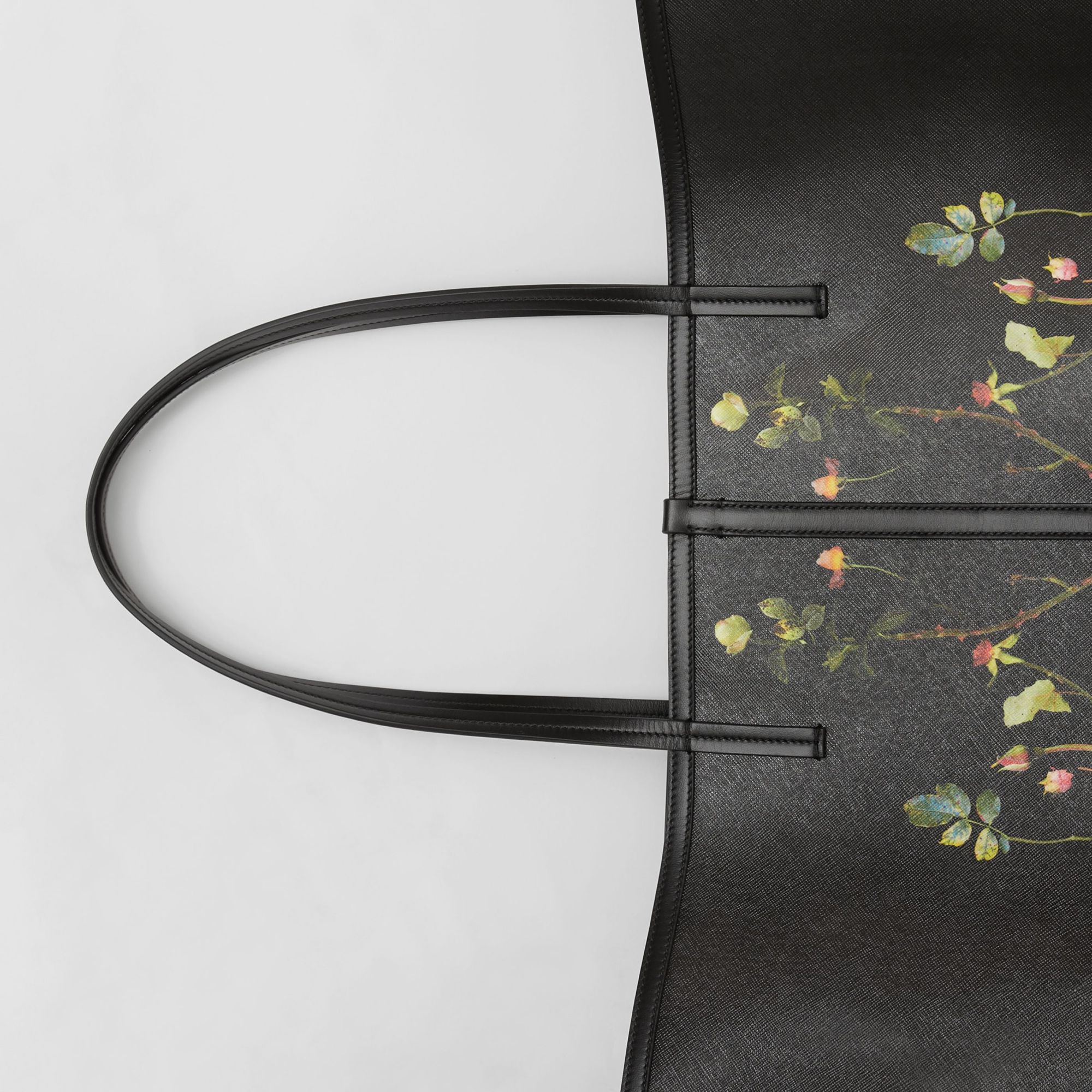 Burberry Floral-print Logo Tote Bag In Black