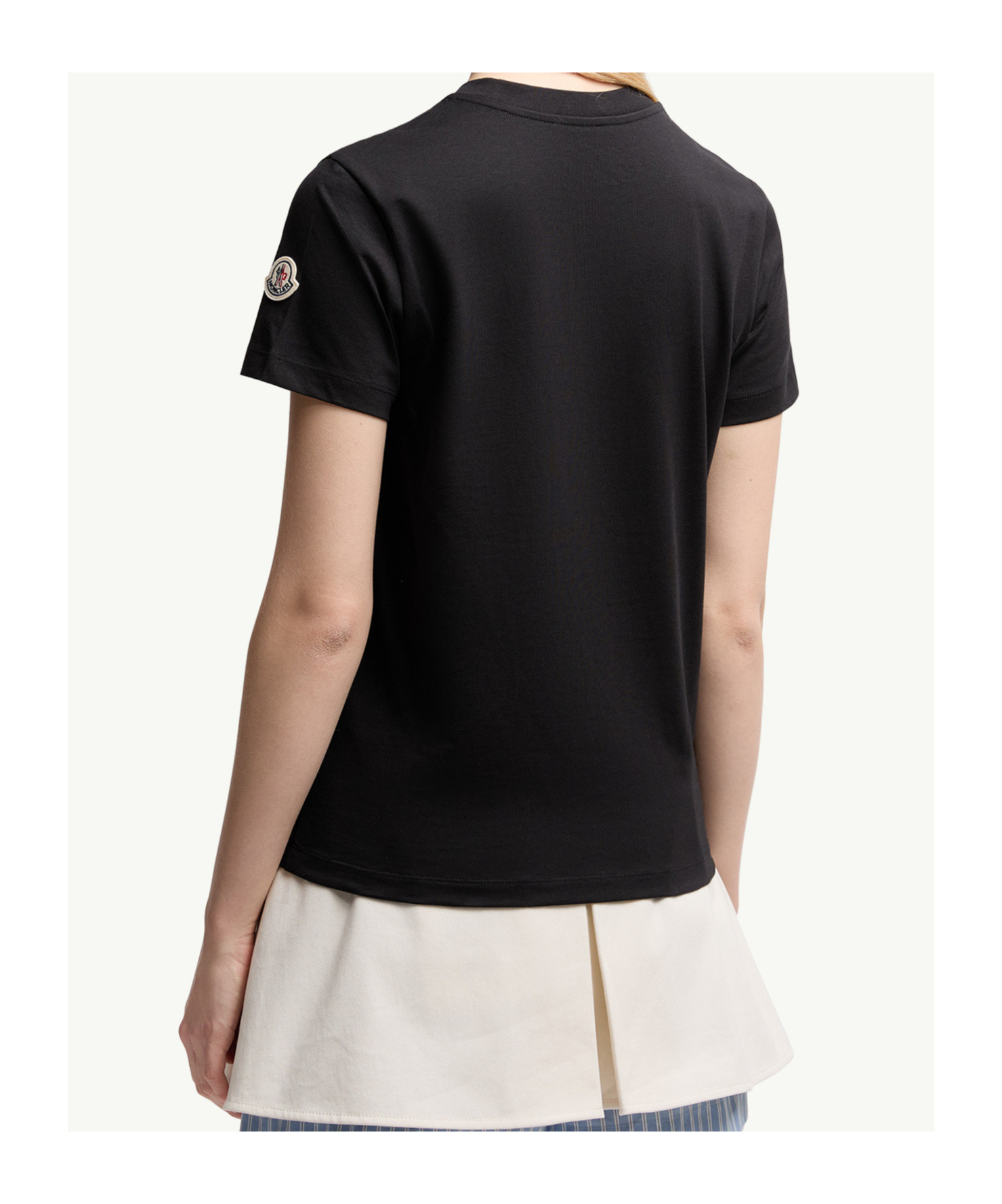 Moncler Round Neck Short Sleeve T-shirt In Black