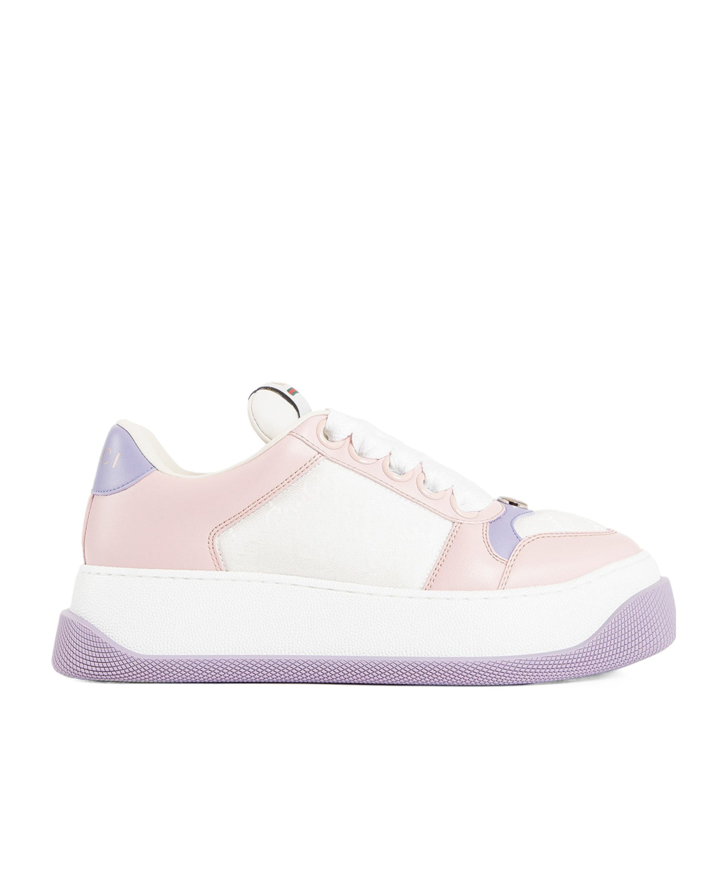 Gucci Low Top Round Toe Sneakers In White
