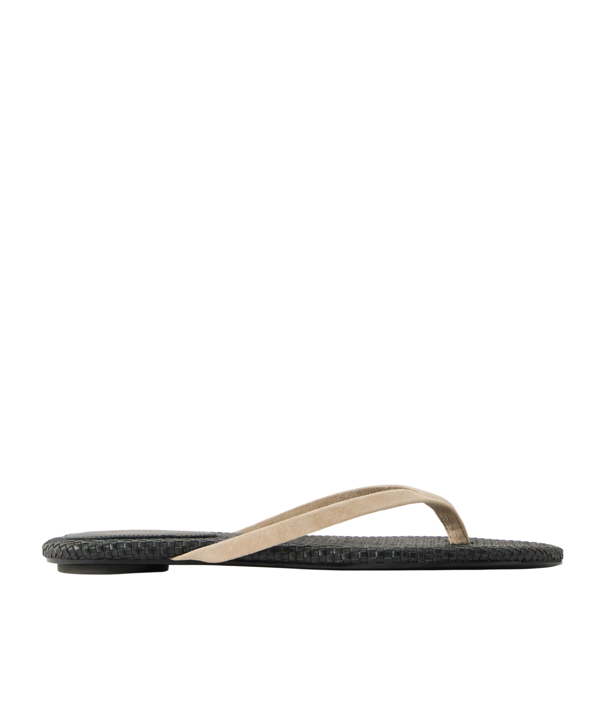 St Agni Suede Woven Flip Flop In Black