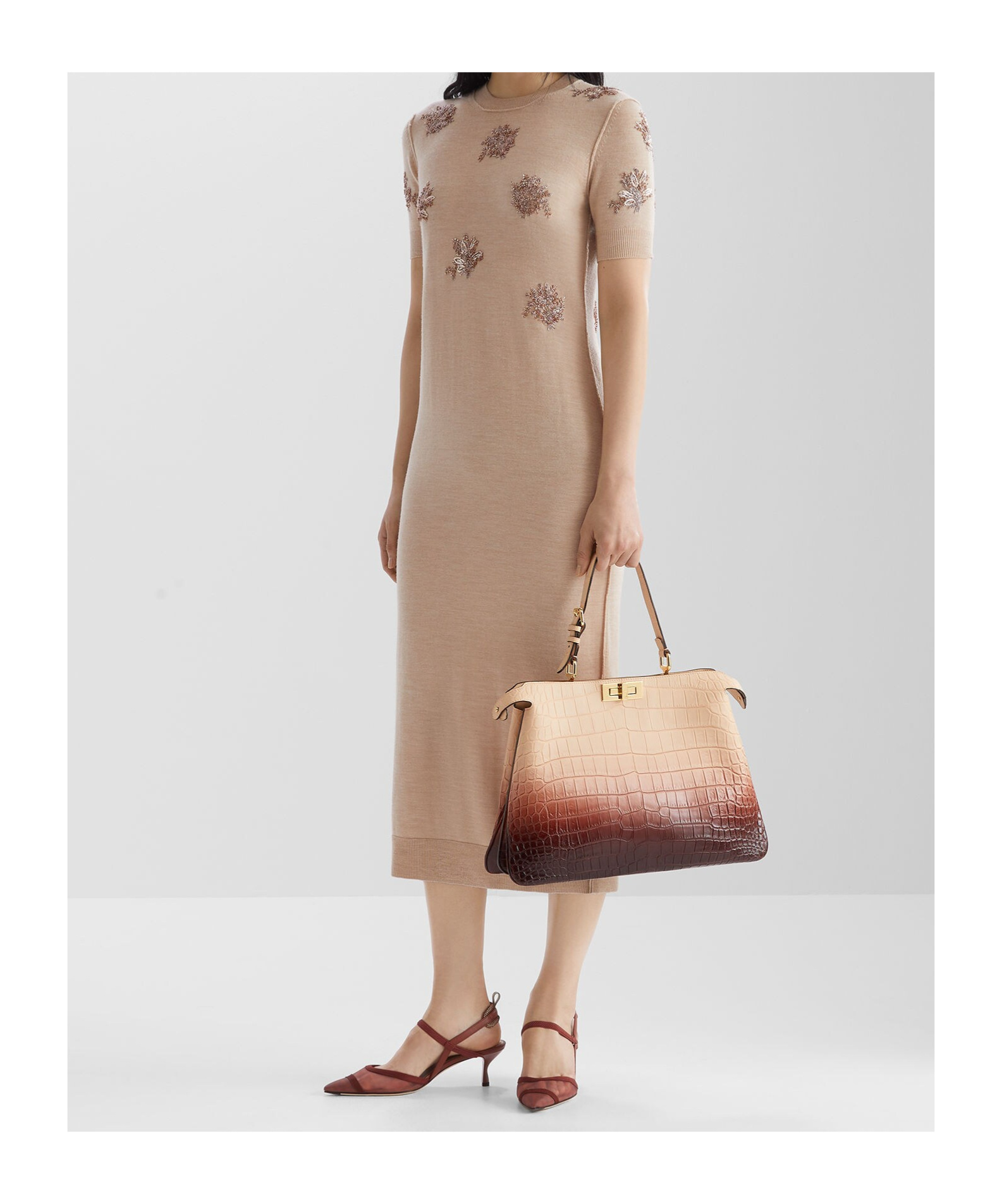 Fendi Wool Dresses With Embroidery In Pink