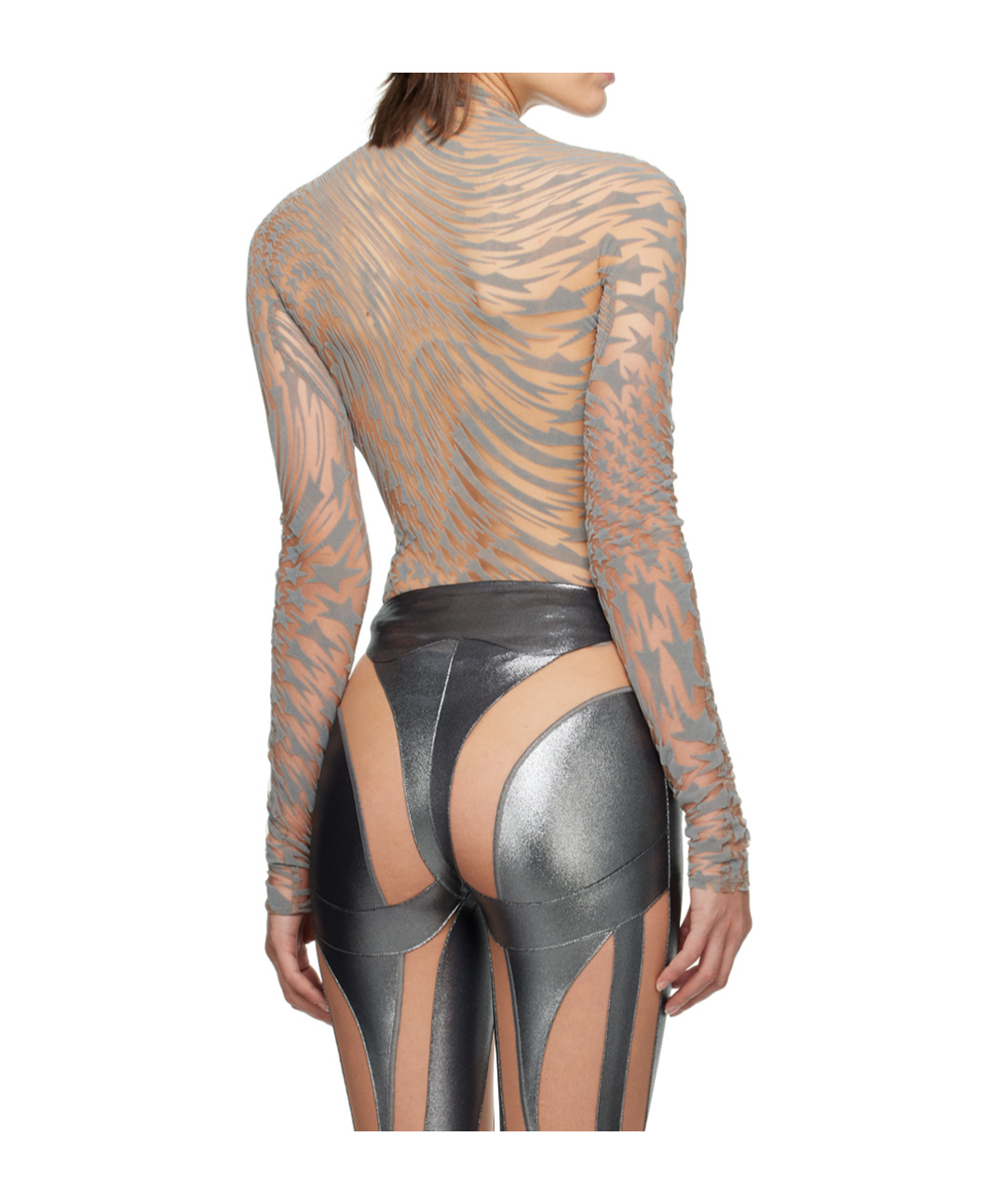 Mugler Star High-neck T-shirt In Brown