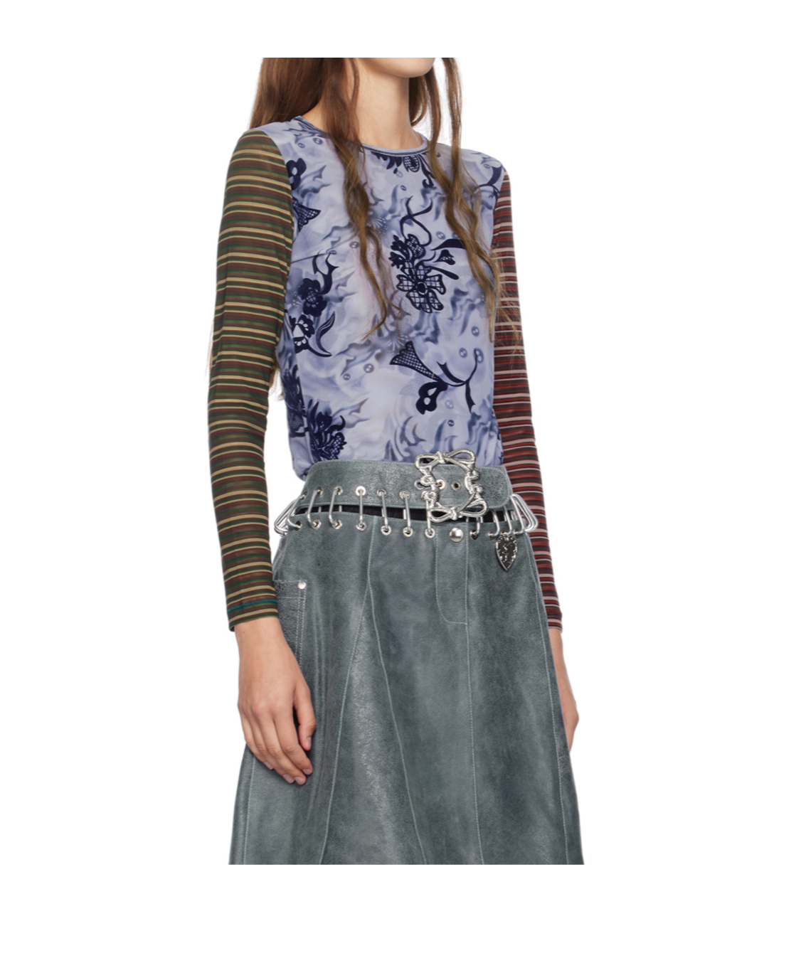 Chopova Lowena Multicolor Gail Long Sleeve T-shirt In Gray