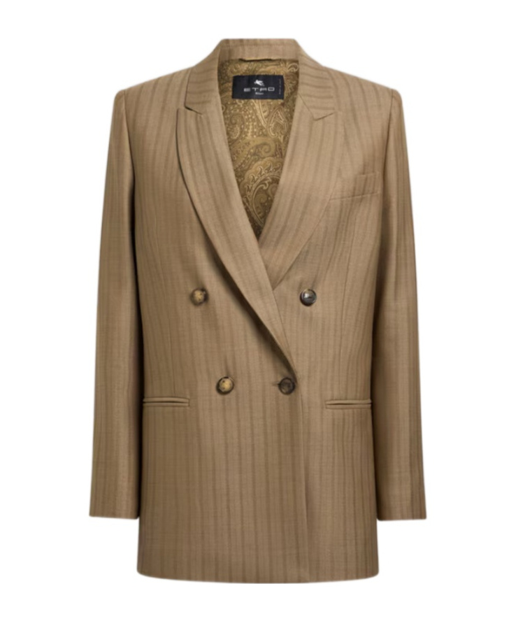 ETRO DOUBLE-BREASTED WOOL JACQUARD JACKET WITH STRIPED PATTERN