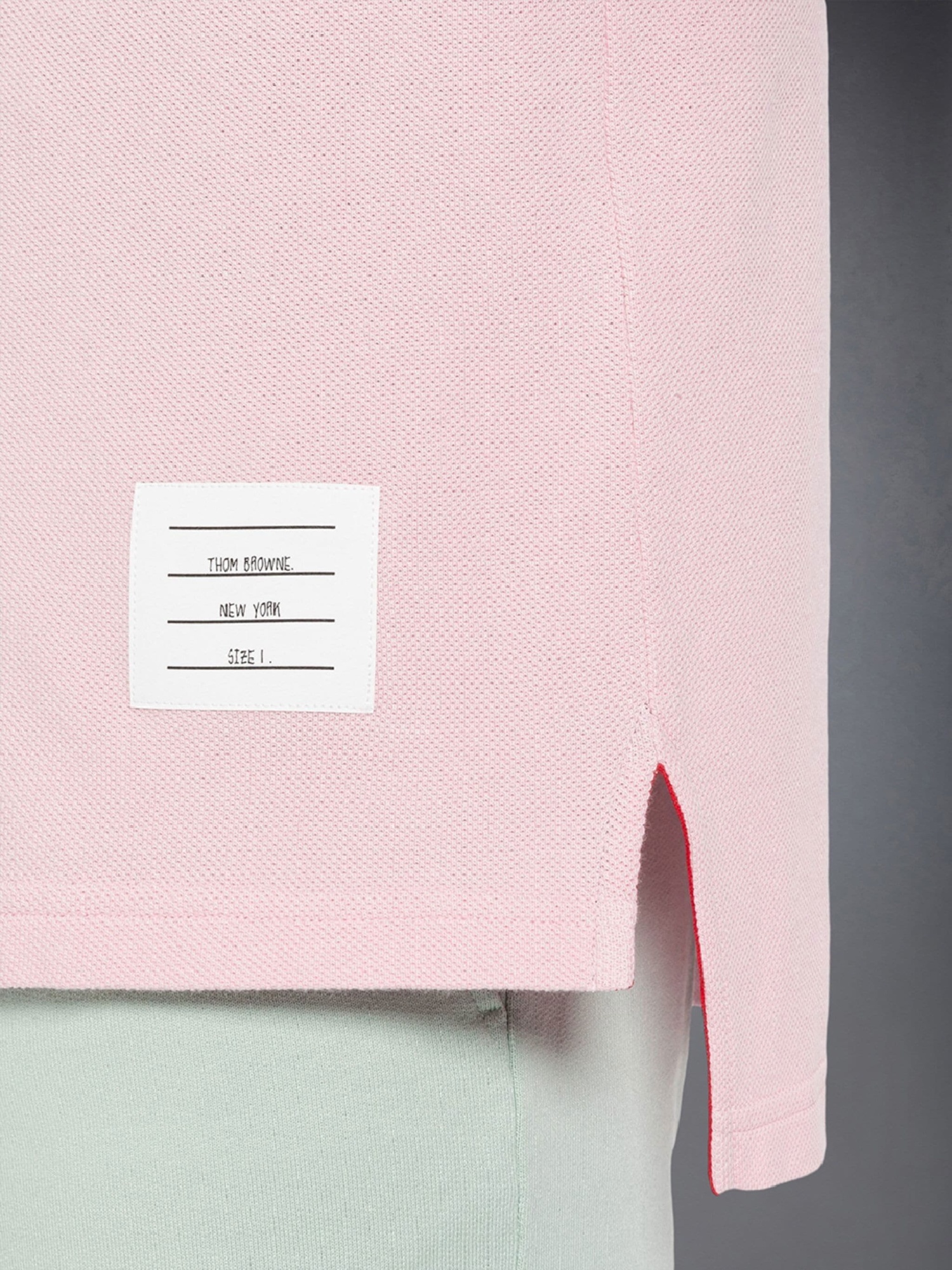 Thom Browne Three-stripe Long-sleeved Polo Shirt In Pink