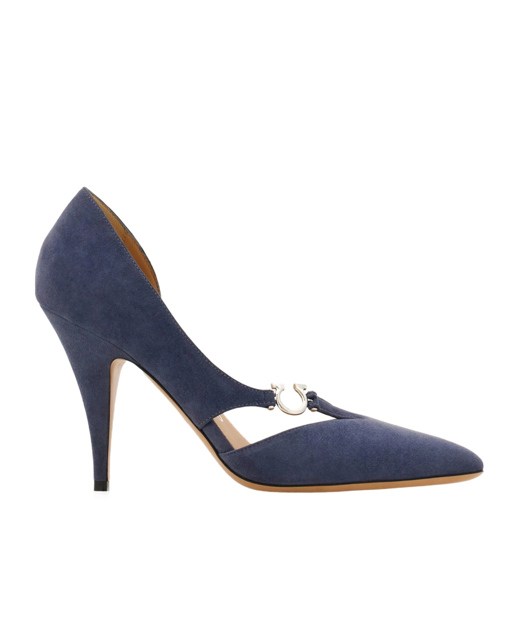 Ferragamo 95mm Gancini Leather Pumps In Blue