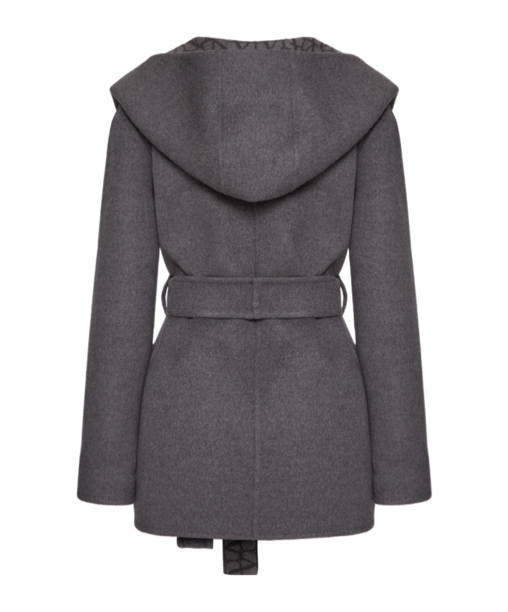 Valentino Reversible Toile Iconographe Coat In Black