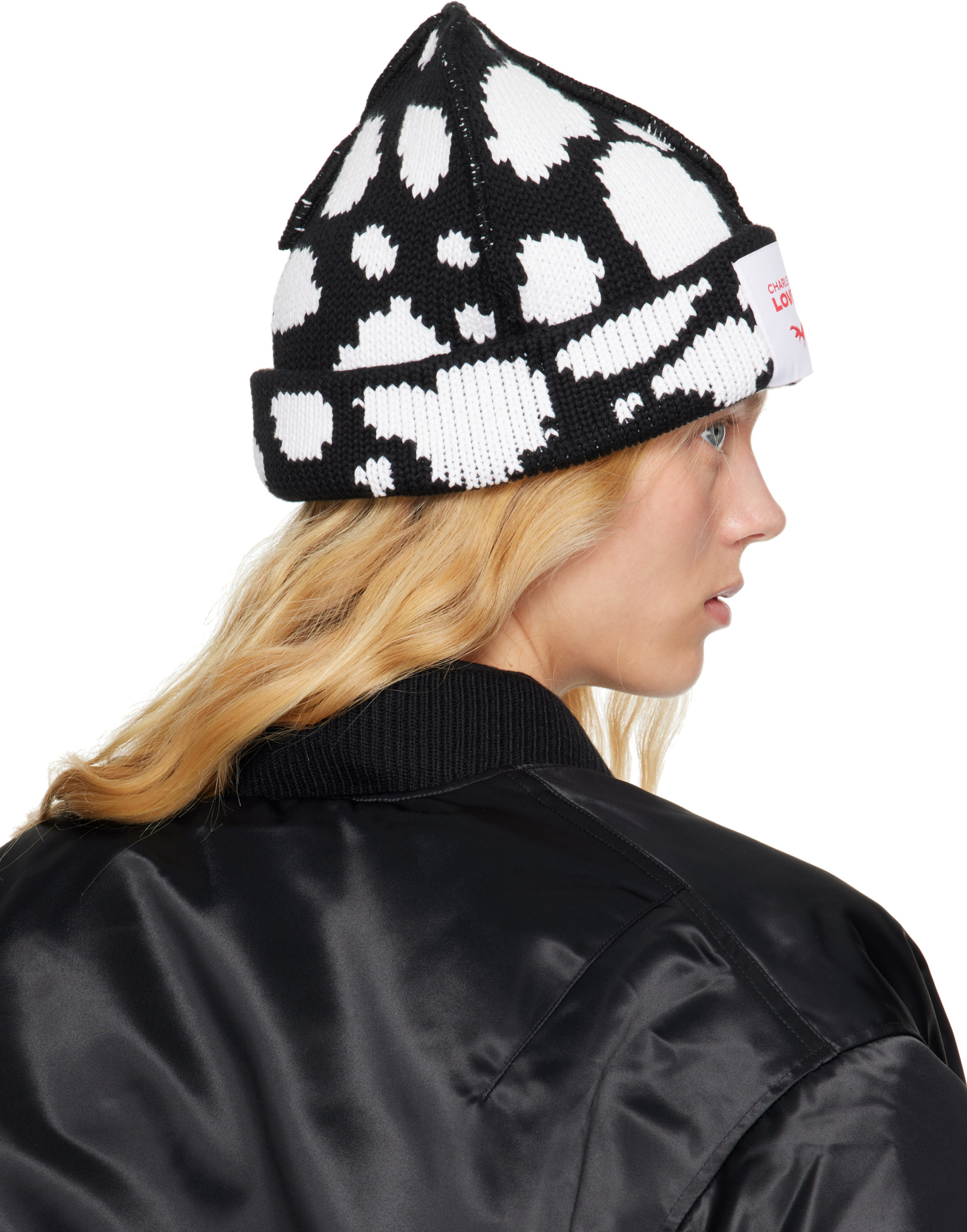 Charles Jeffrrey Loverboy Patterned Beanie In Black