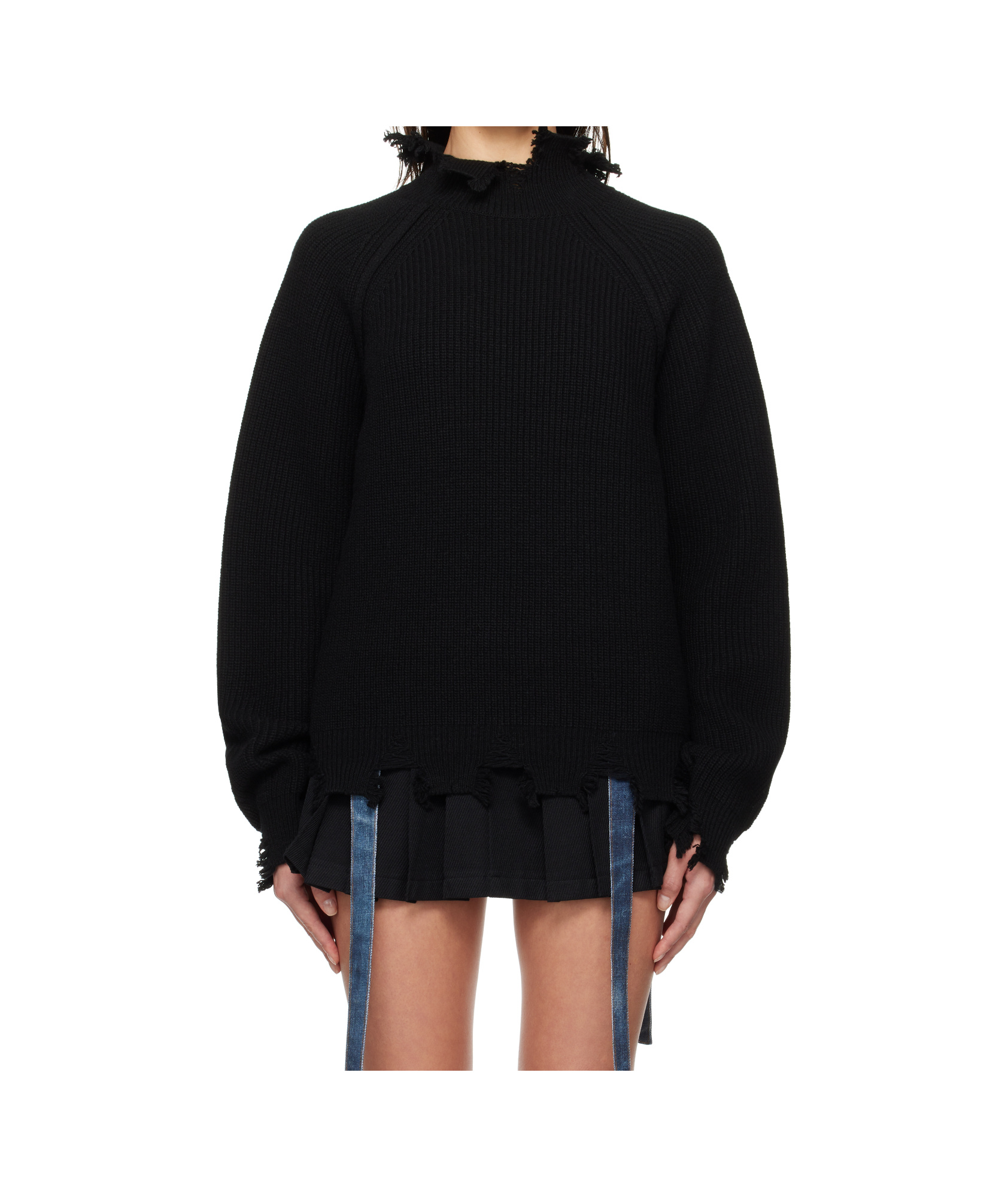 Andersson Bell Roghen Distressed Turtleneck Sweater In Black
