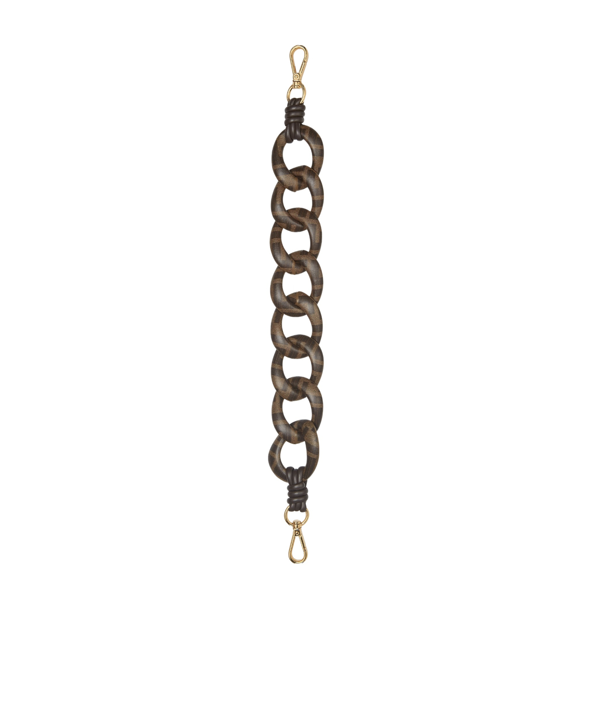 Fendi Double Buckle Short Chain Shoulder Strap In Brown