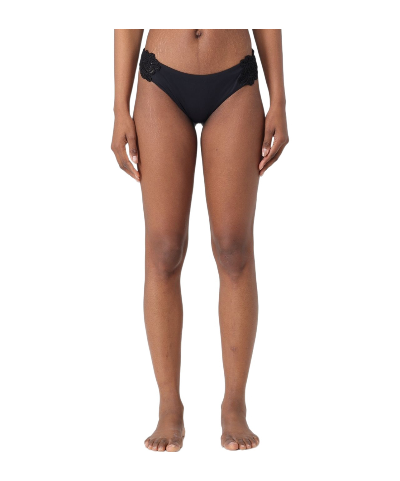 Ermanno Scervino Floral-lace Bikini Bottoms In Brown