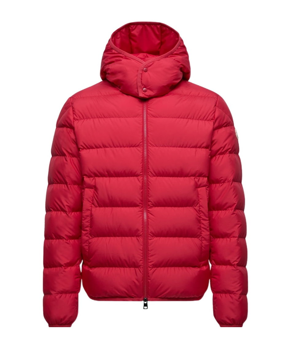 Moncler Quilted Down Jacket With Detachable Hood In Red