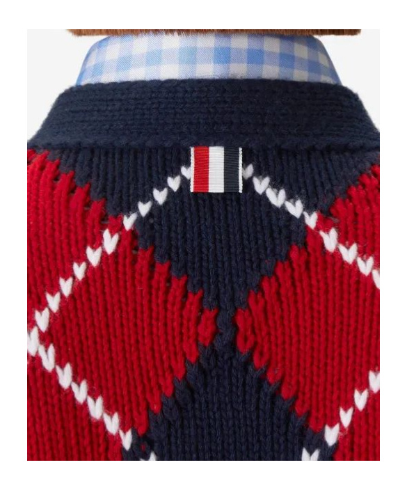Thom Browne Long-sleeved Cardigan In Red