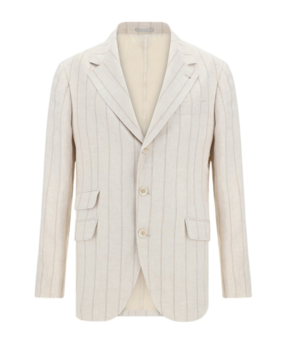 Brunello Cucinelli Lapel Long-sleeved Suit Coat In White