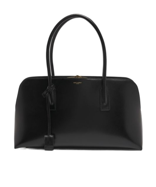 Saint Laurent Large Bowling Top-handle Bag In Leather In Black