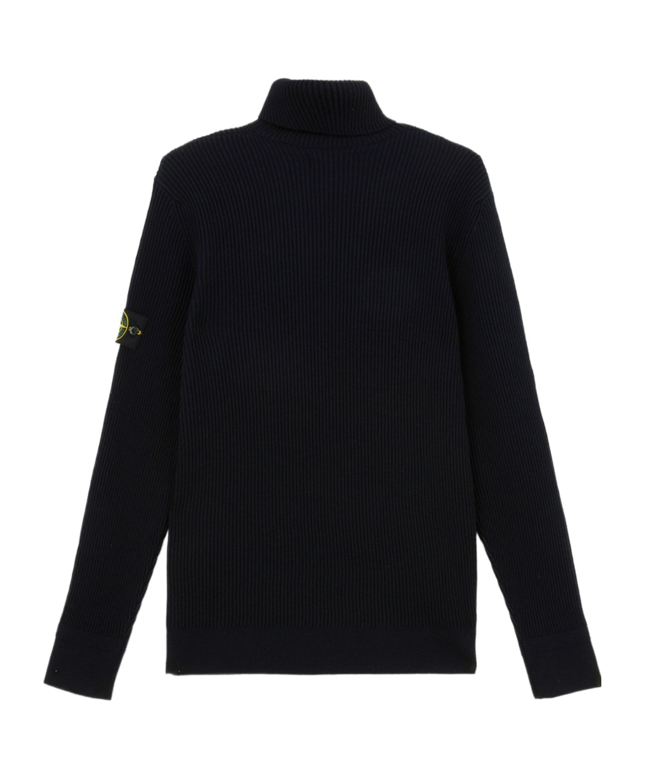 Stone Island Turtleneck Jumper With Finely Ribbed Trims In Black