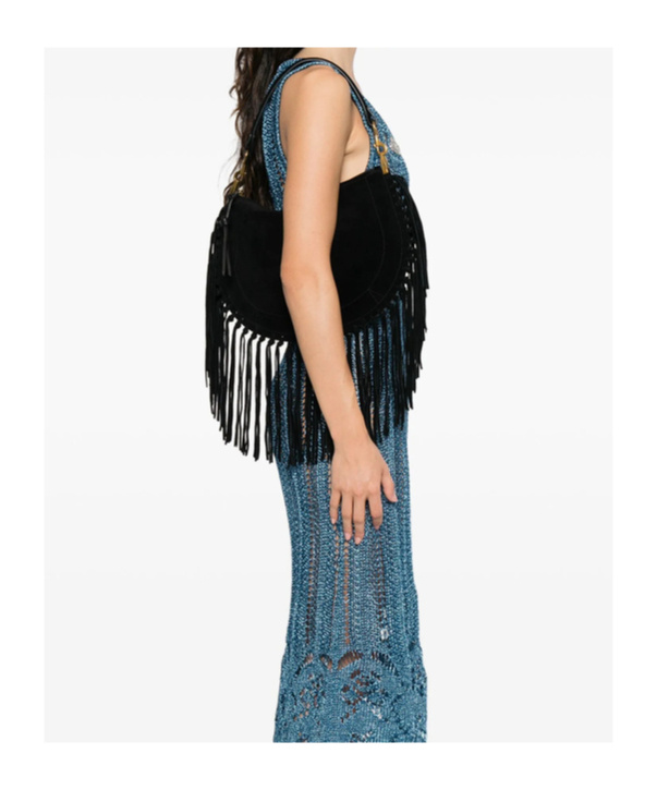 Isabel Marant Soft Fringe Zip Crossbody Bag In Black