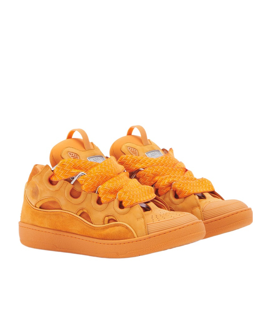 Lanvin Leather Curb Sneakers For Male In Orange