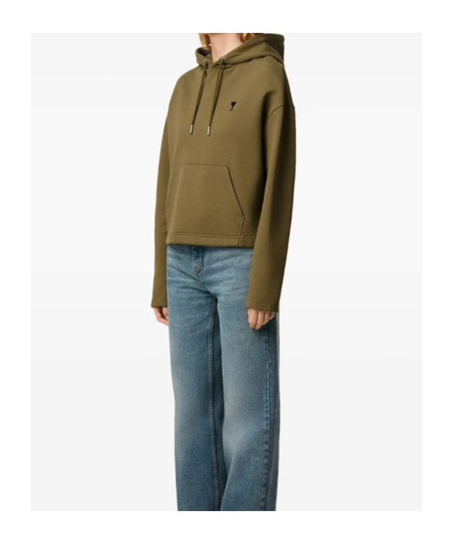 Ami Alexandre Mattiussi Ami Paris Ami De Coeur Logo Embroidered Hoodie In Green
