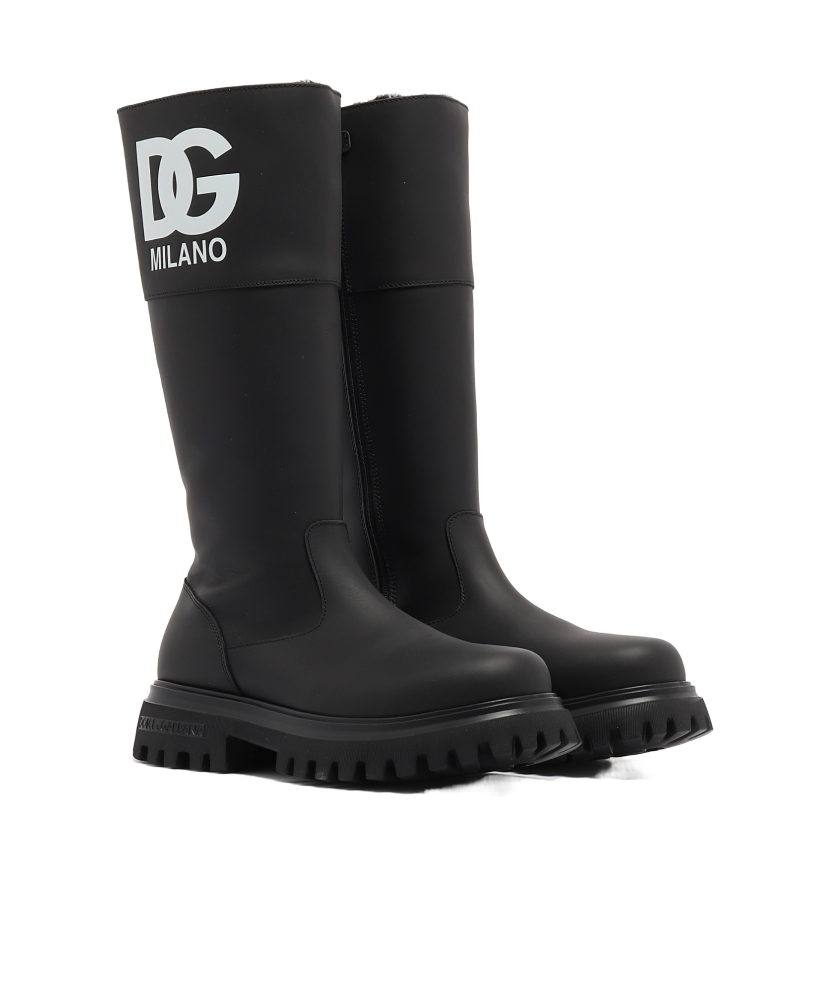 Dolce & Gabbana Round-headed Short Boots In Black