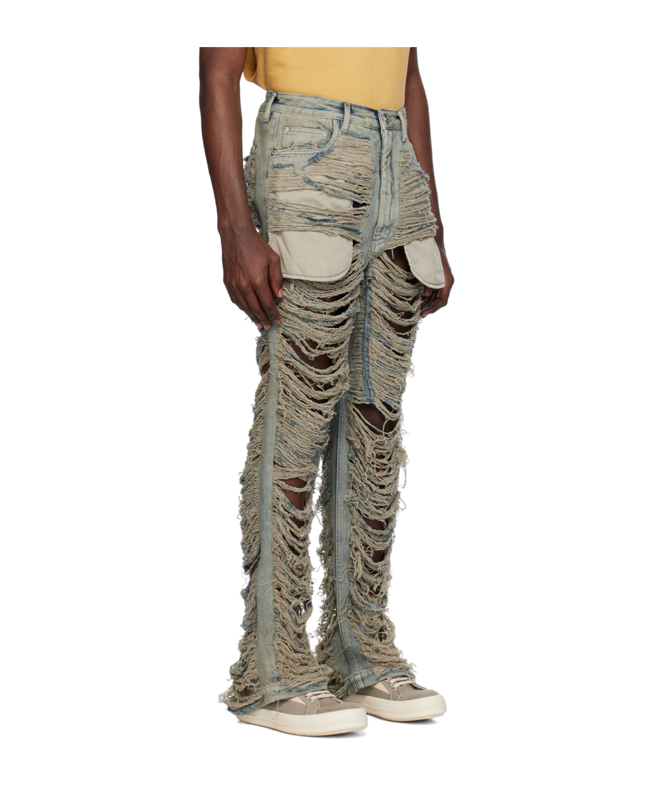 Rick Owens Drkshdw Geth Distressed-finish Jeans In Gray