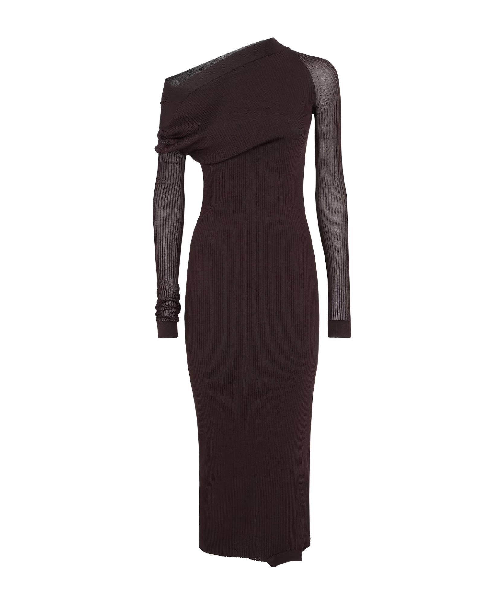 Fendi Asymmetrical Long-sleeved Dress In Black