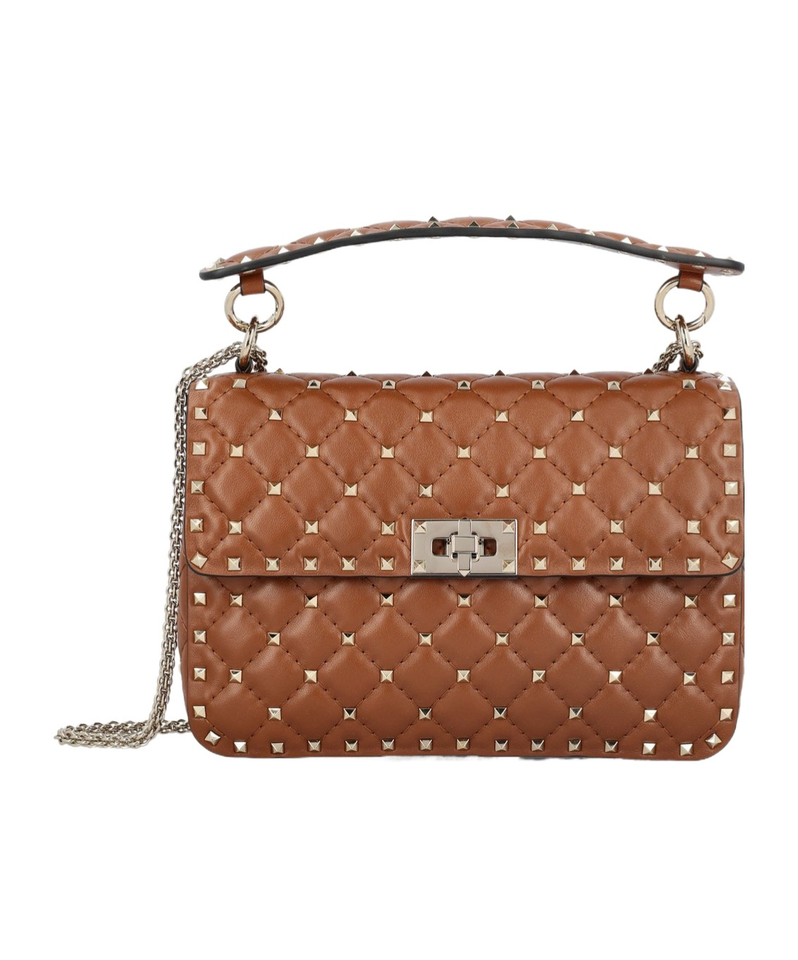 Valentino Medium Shoulder Bag Spike Rockstud In Brown