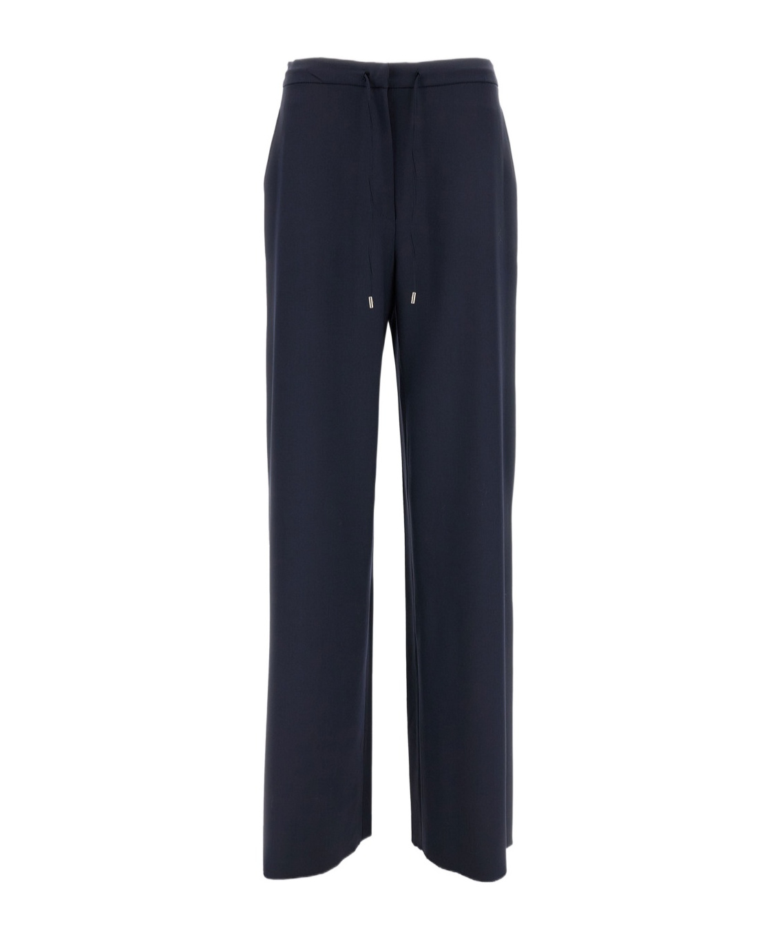 Max Mara Dark Blue Solid Relaxed Fit Pants In Blue