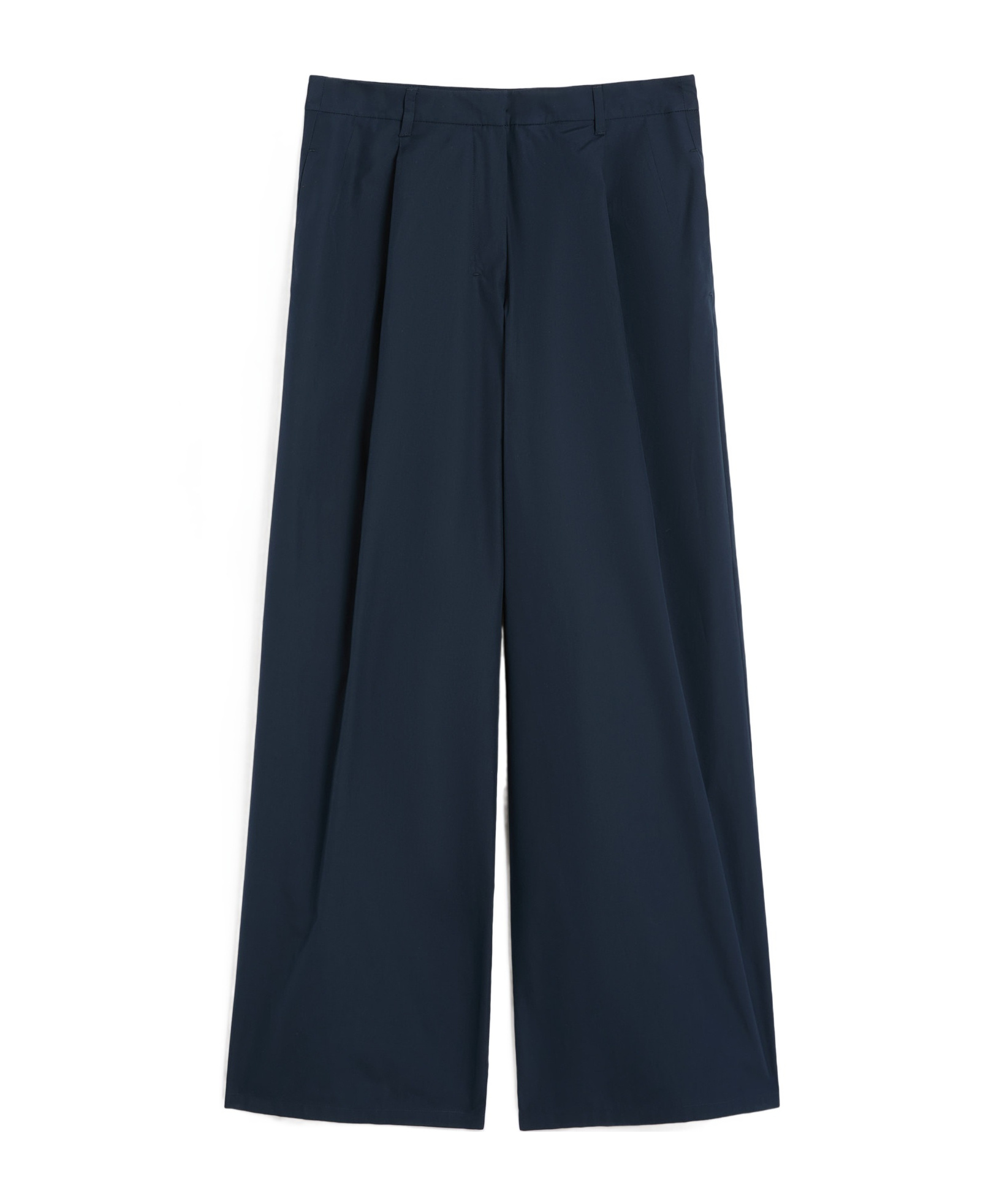 Max Mara Cotton Poplin Wide-leg Nora Trousers In Blue