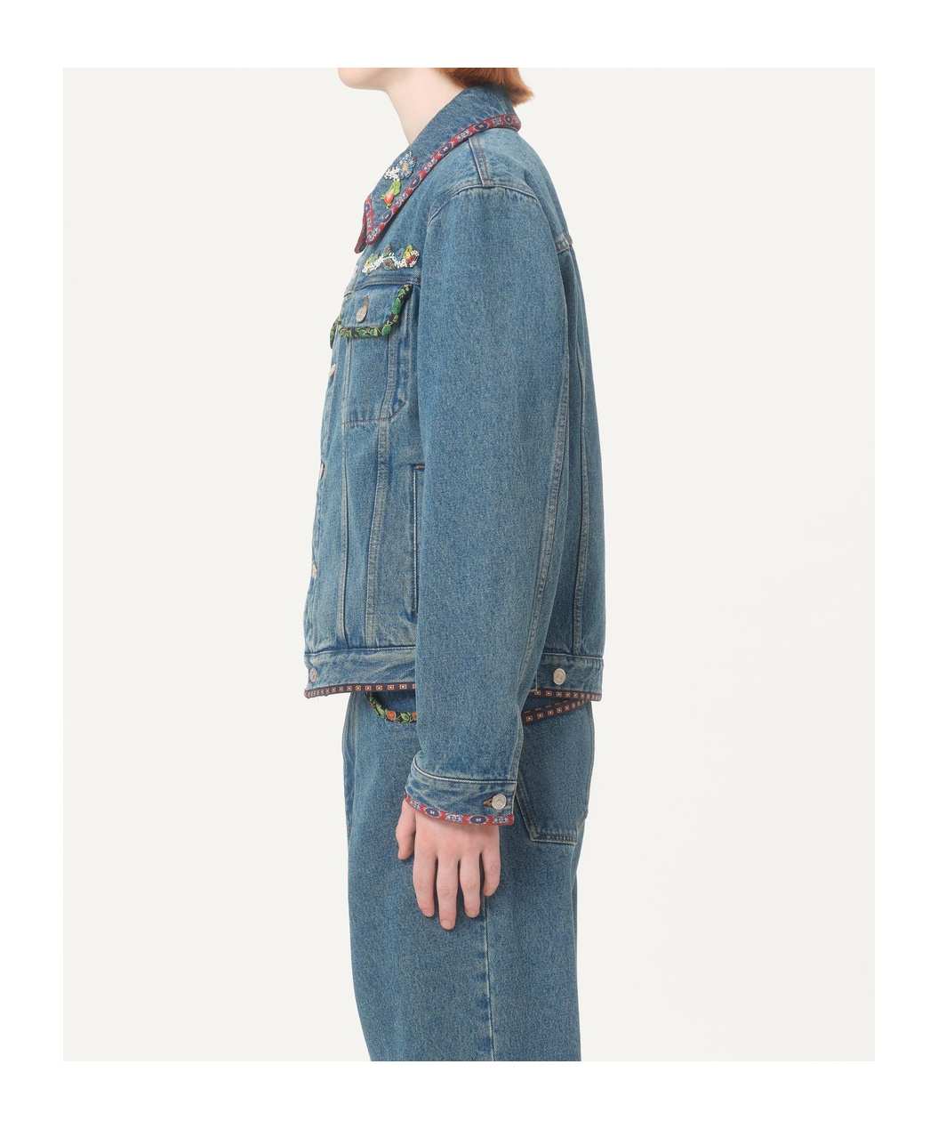 Valentino Denim Jackets Embroideries In Medium Blue