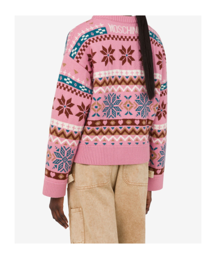 Moschino Snowflake Fairisle Wool Sweater In Animal Print