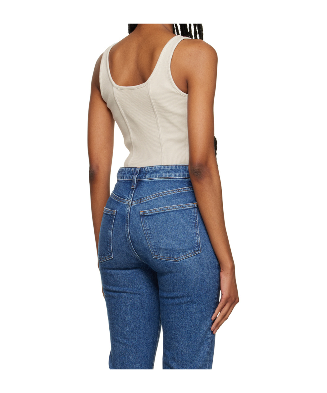 Agolde Womens Spoon Elna Fitted Organic-cotton-blend Body In Blue