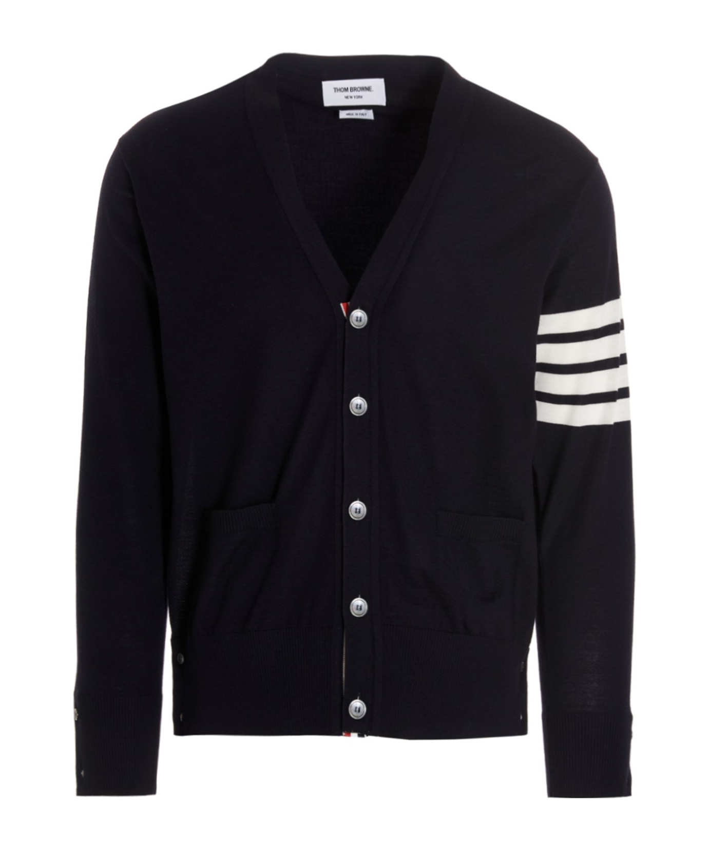 Thom Browne 4-bar V-neck Cardigan In Black