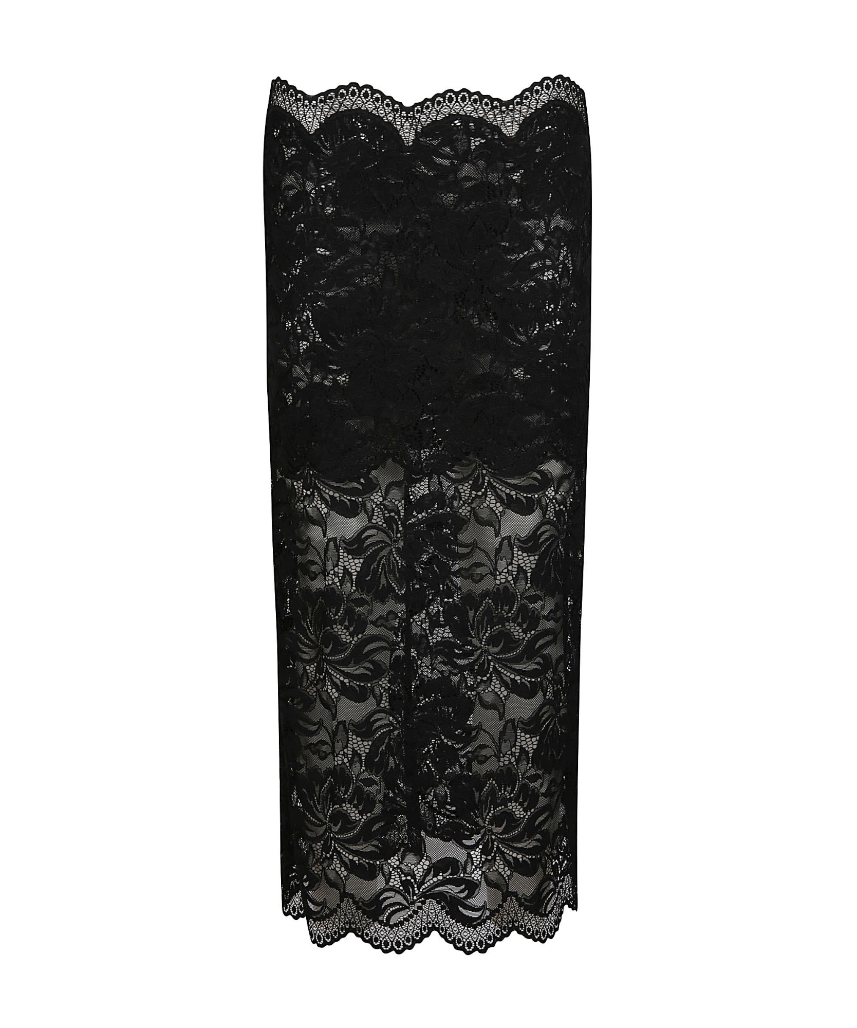 Rabanne Lace Cropped Midi Skirt In Black