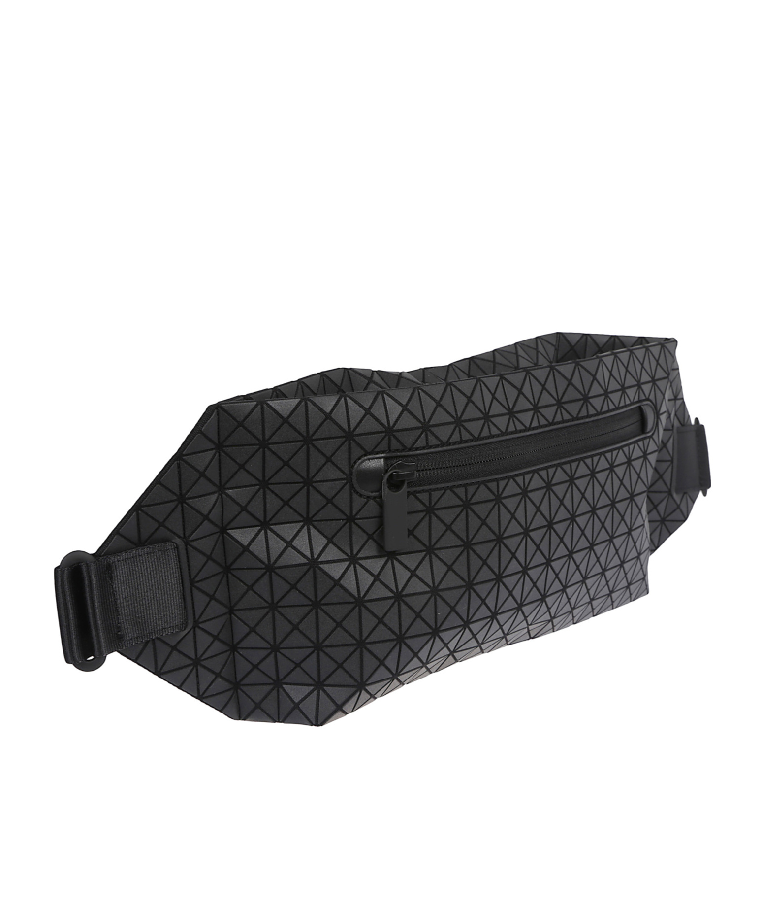 Bao Bao Issey Miyake Geometric Design Leather Shoulder Bag With Textured Surface In Black