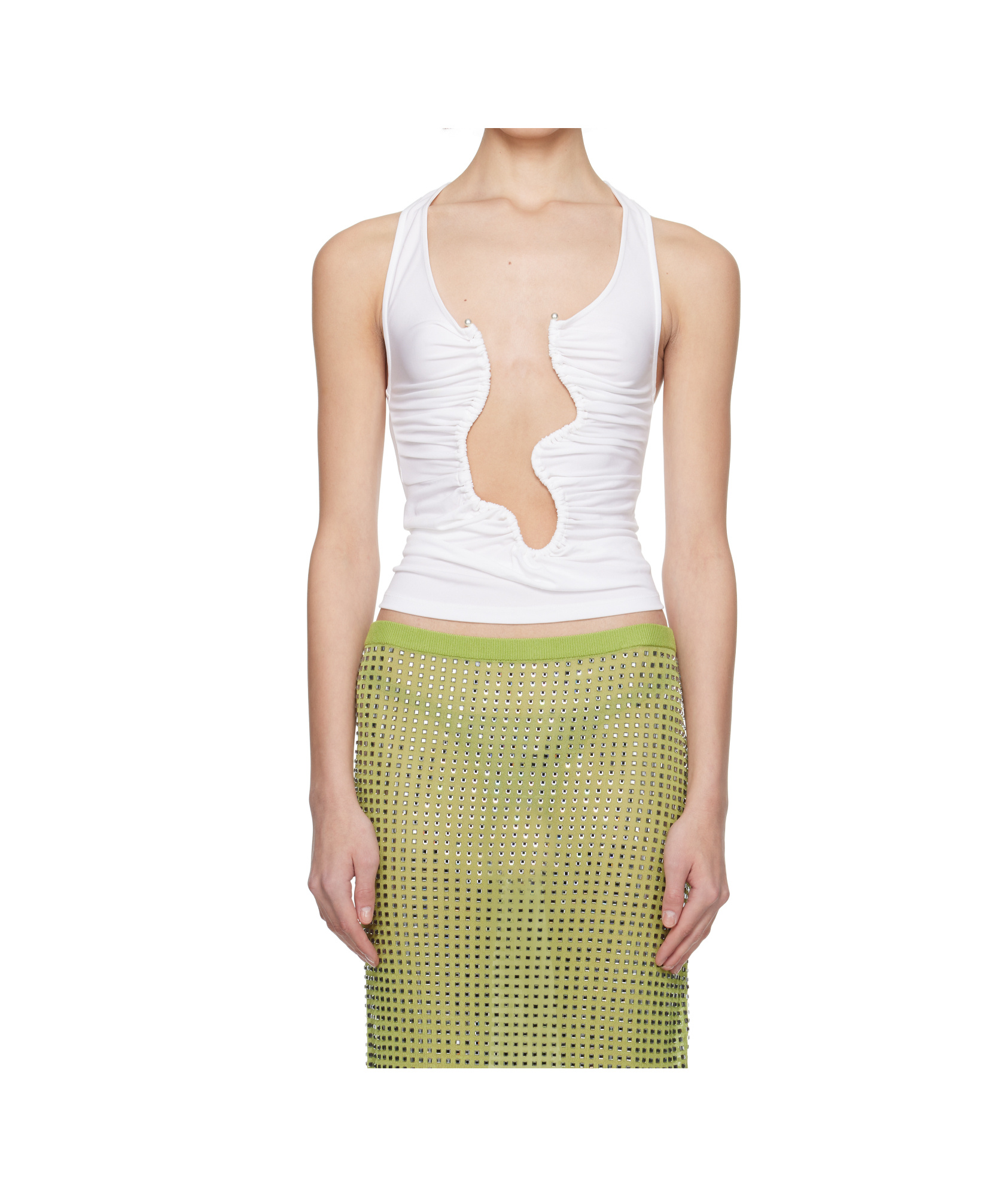 Christopher Esber Salacia Cutout Ruched Tank Top In White
