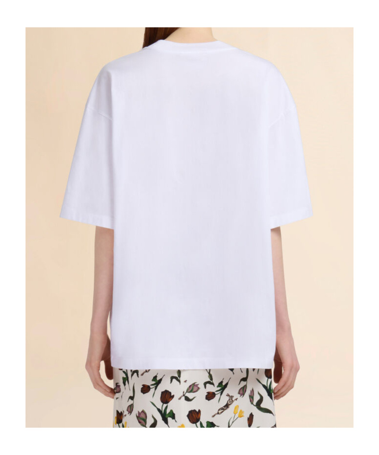 Marni White Crewneck T-shirt With Logo Lettering And Logo Print On The Front