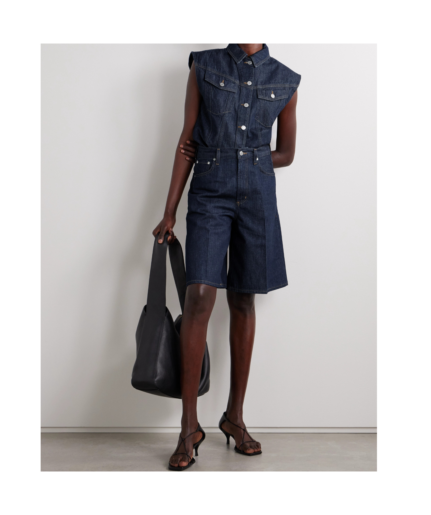 Agolde V-waist Long Baggy Denim Shorts In Blue