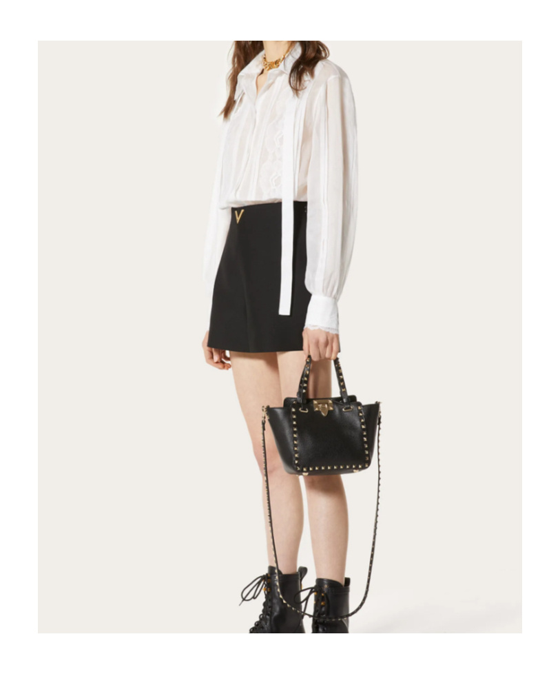 Valentino Small Rockstud Tote Bag In Black