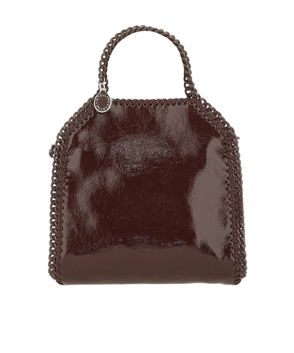 Stella Mccartney Chain Strap Shoulder Bag With Glossy Finish In Brown