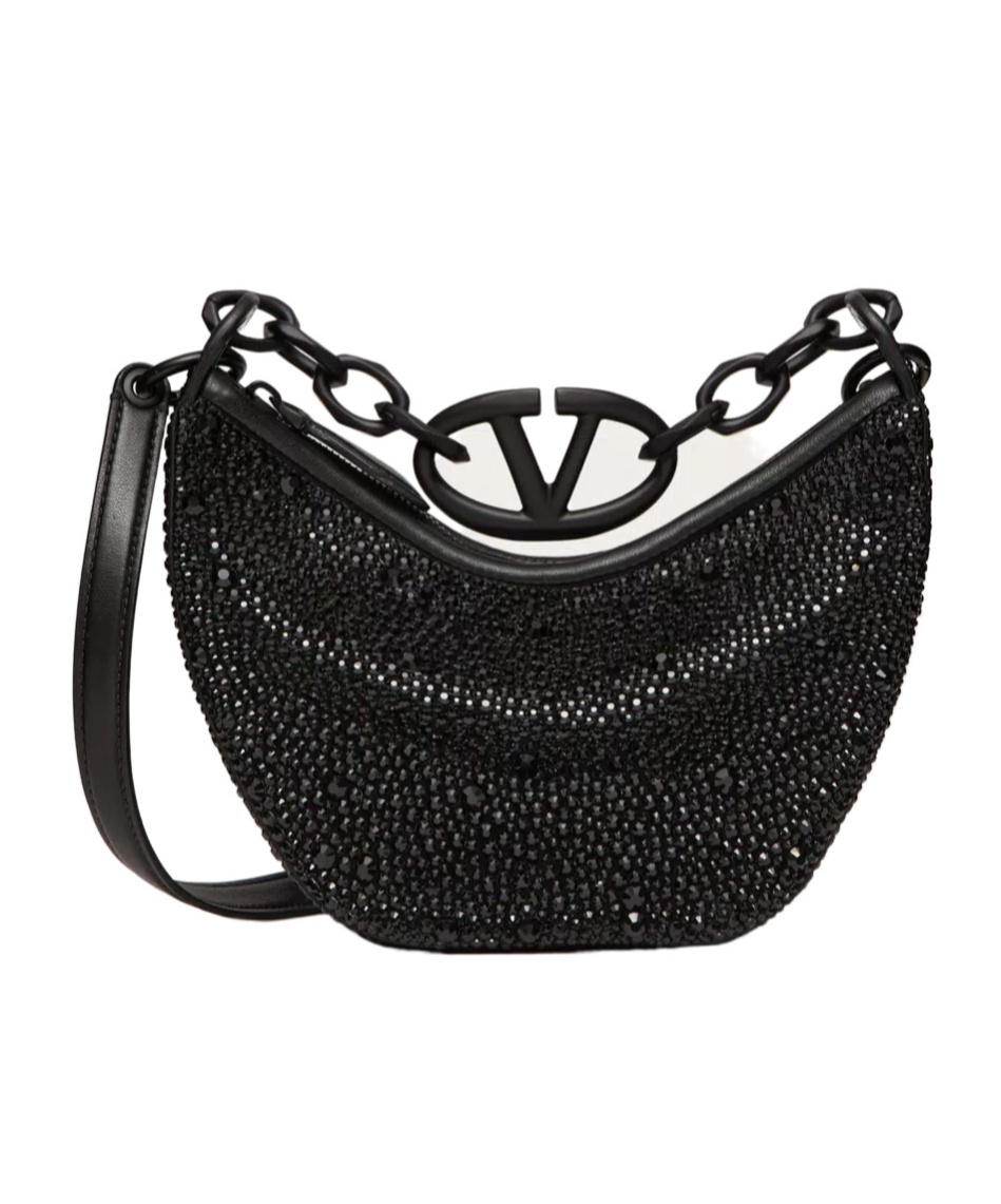 Valentino Vlogo Moon Mini Shoulder Bag In Black
