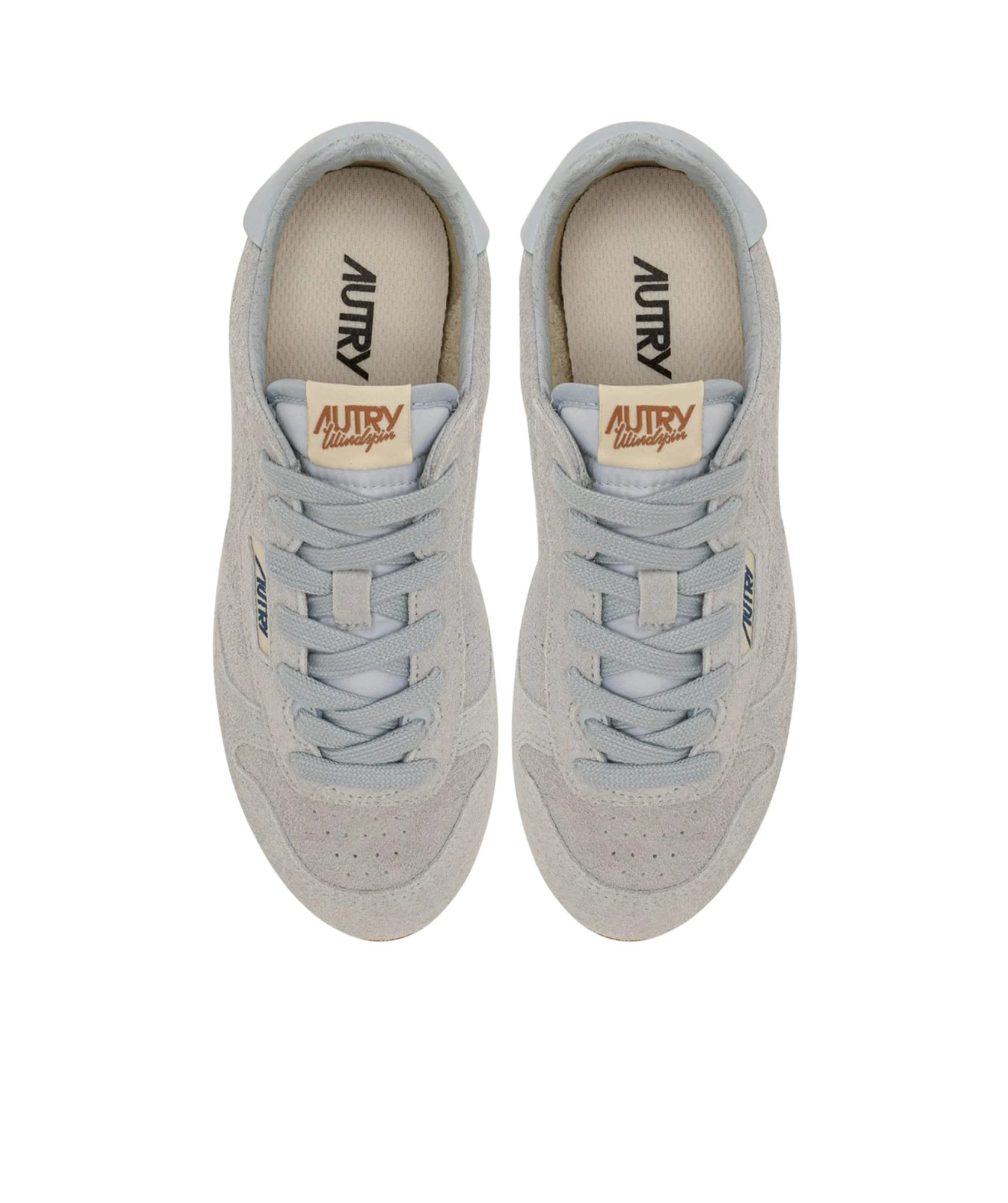 Autry Windspin Low Suede Sneakers With Ultra-flat Sole In Gray