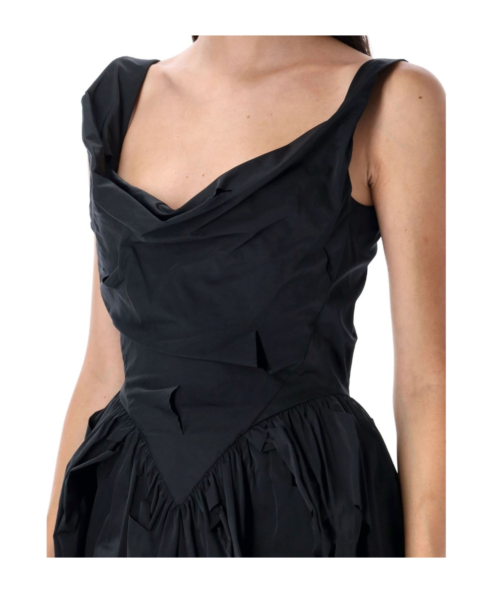 Vivienne Westwood Draped Distressed Midi Cocktail Dress In Black