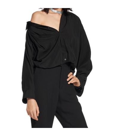 BALENCIAGA WOMEN'S ONE SHOULDER SHIRT IN BLACK