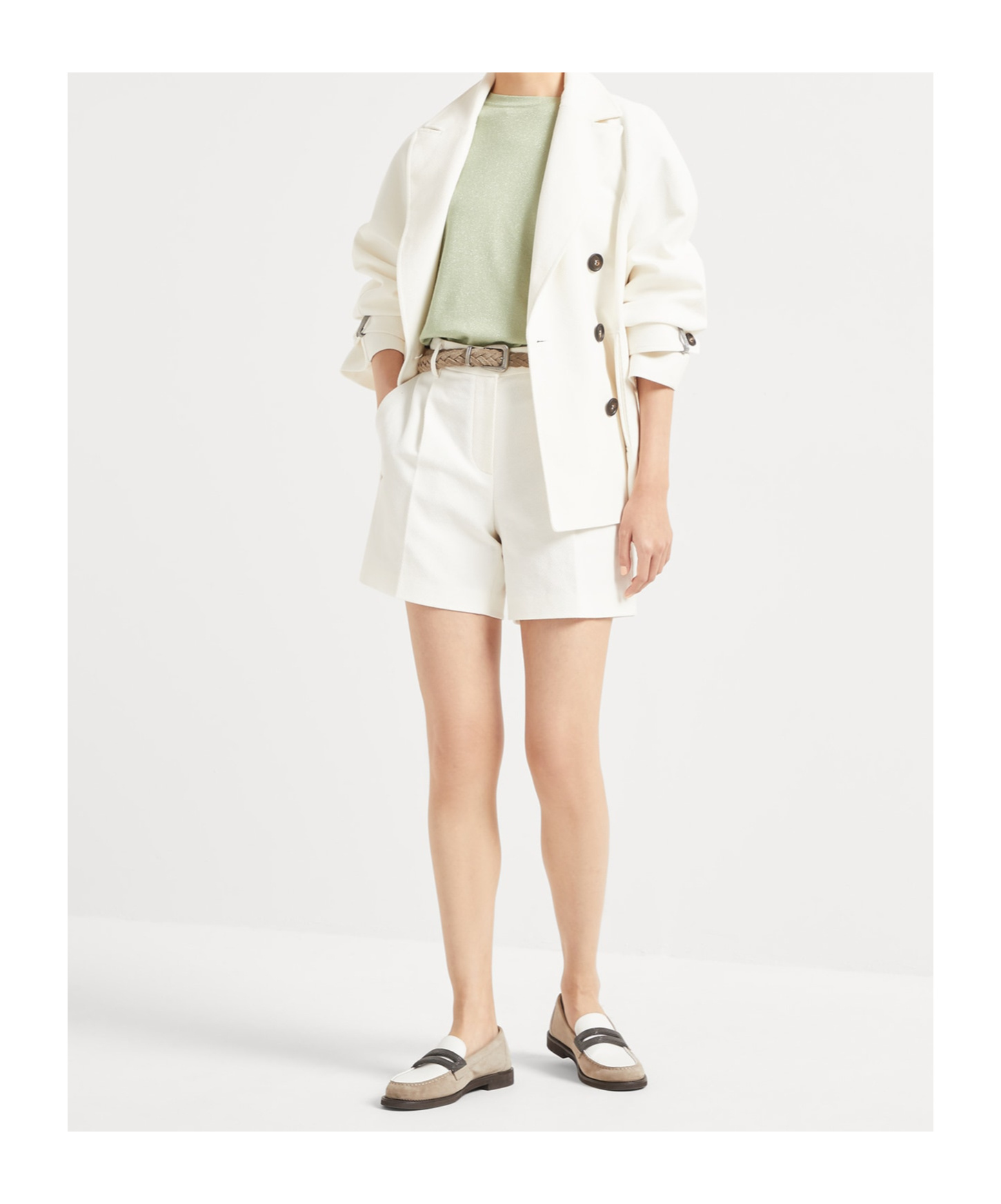 Brunello Cucinelli Velvet Knitted Sweater In White