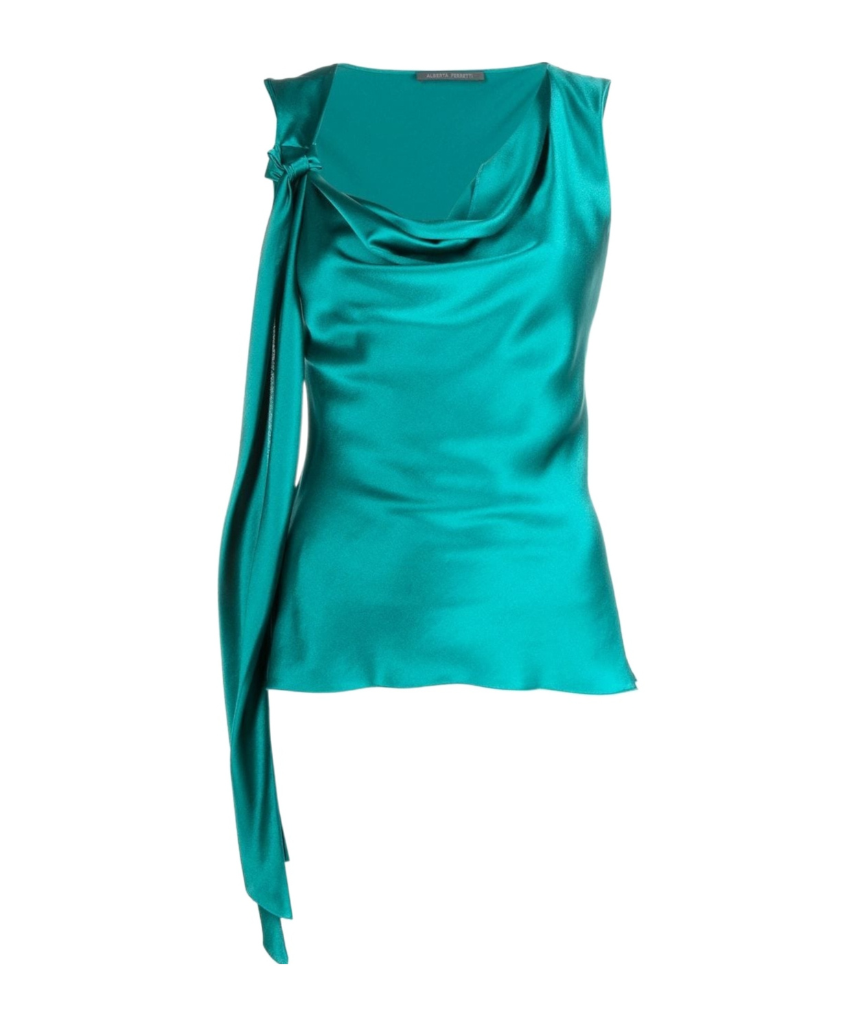Alberta Ferretti Sleeveless Knot Detail Top In Green Silk In Green