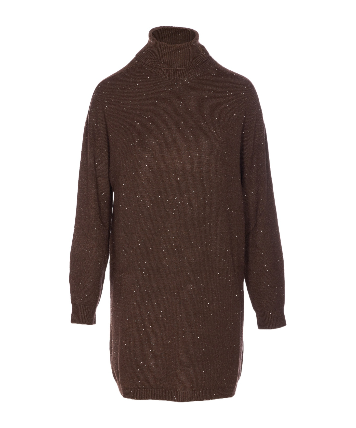 Liu •jo Sequined High Neck Midi Dress In Brown
