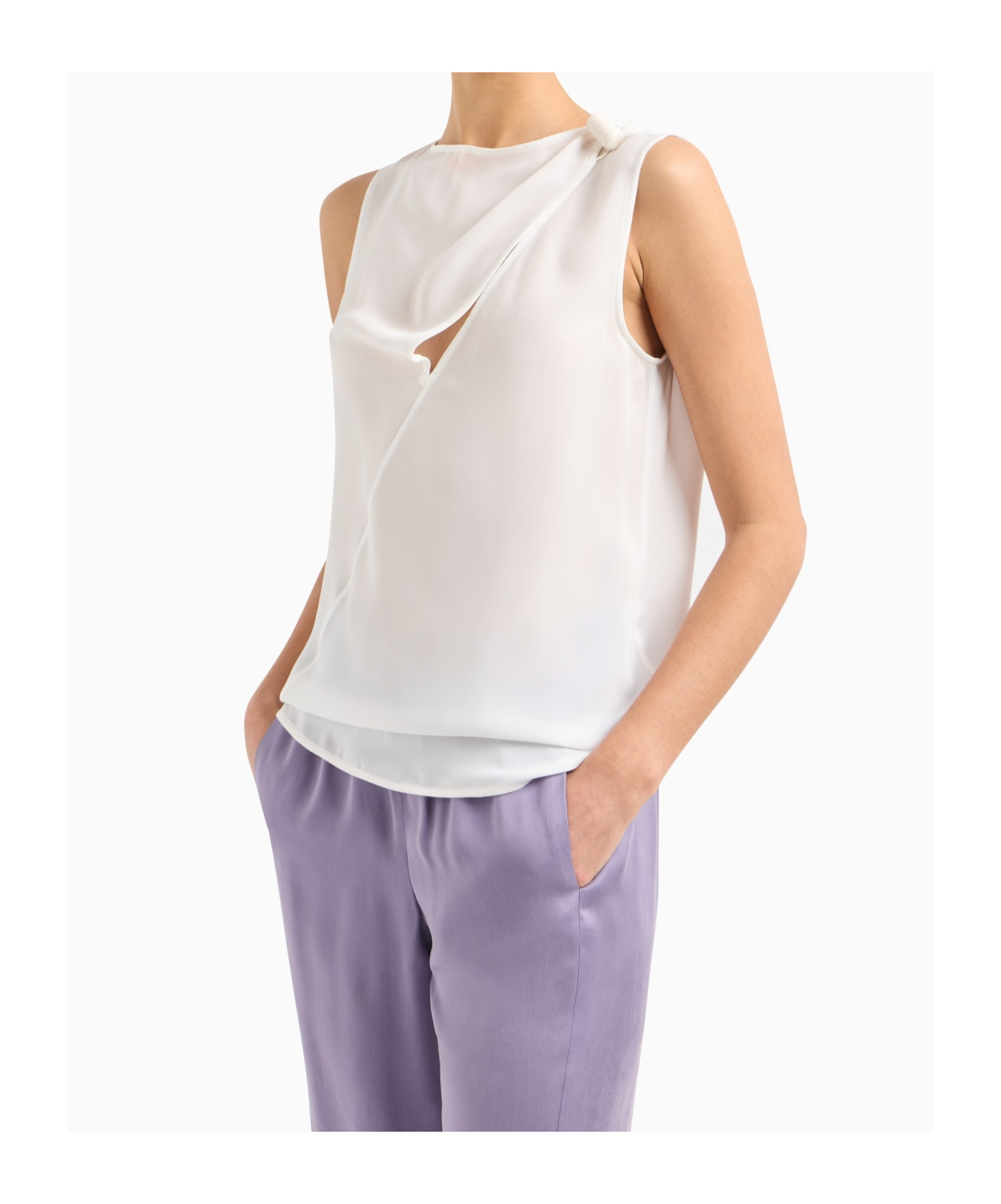 Emporio Armani Icon Top In Silk Double Georgette