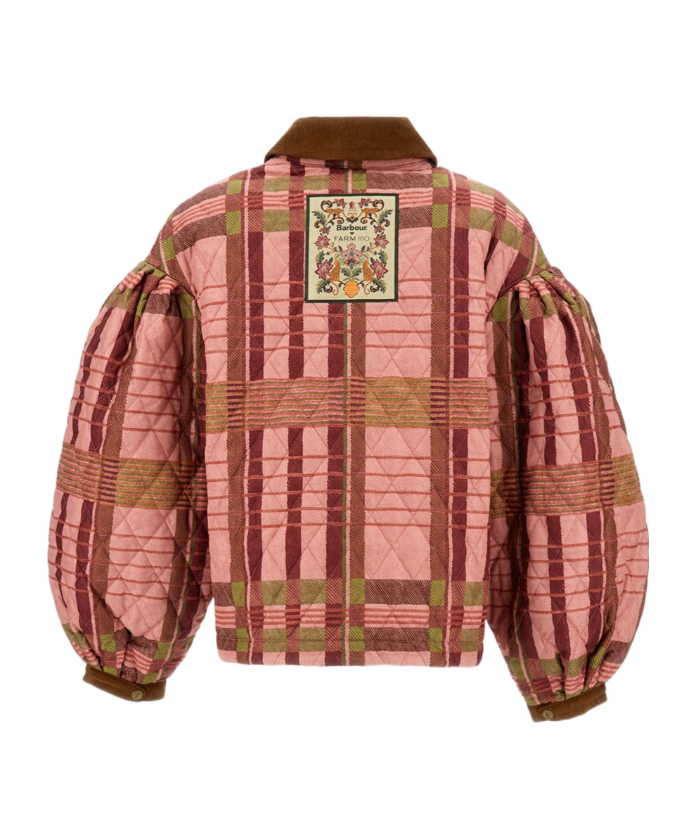 Barbour X Farm Rio Ana Clara Balloon-sleeves Quilted Jacket In Brown